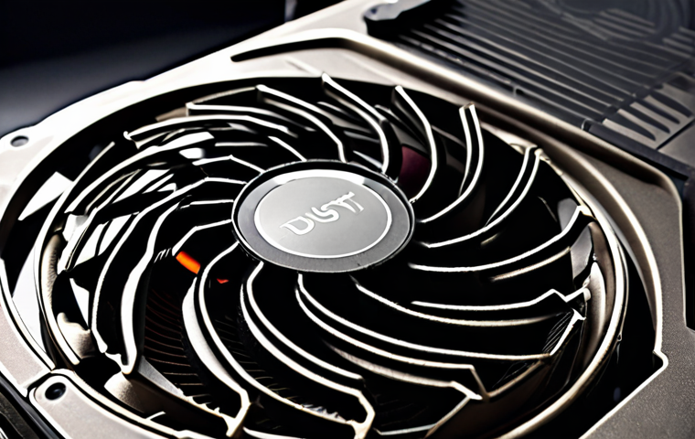 **

A close-up of a dusty graphics card fan and heatsink, with emphasis on the dust accumulation blocking airflow. The overall impression should be neglect and poor cooling.

**