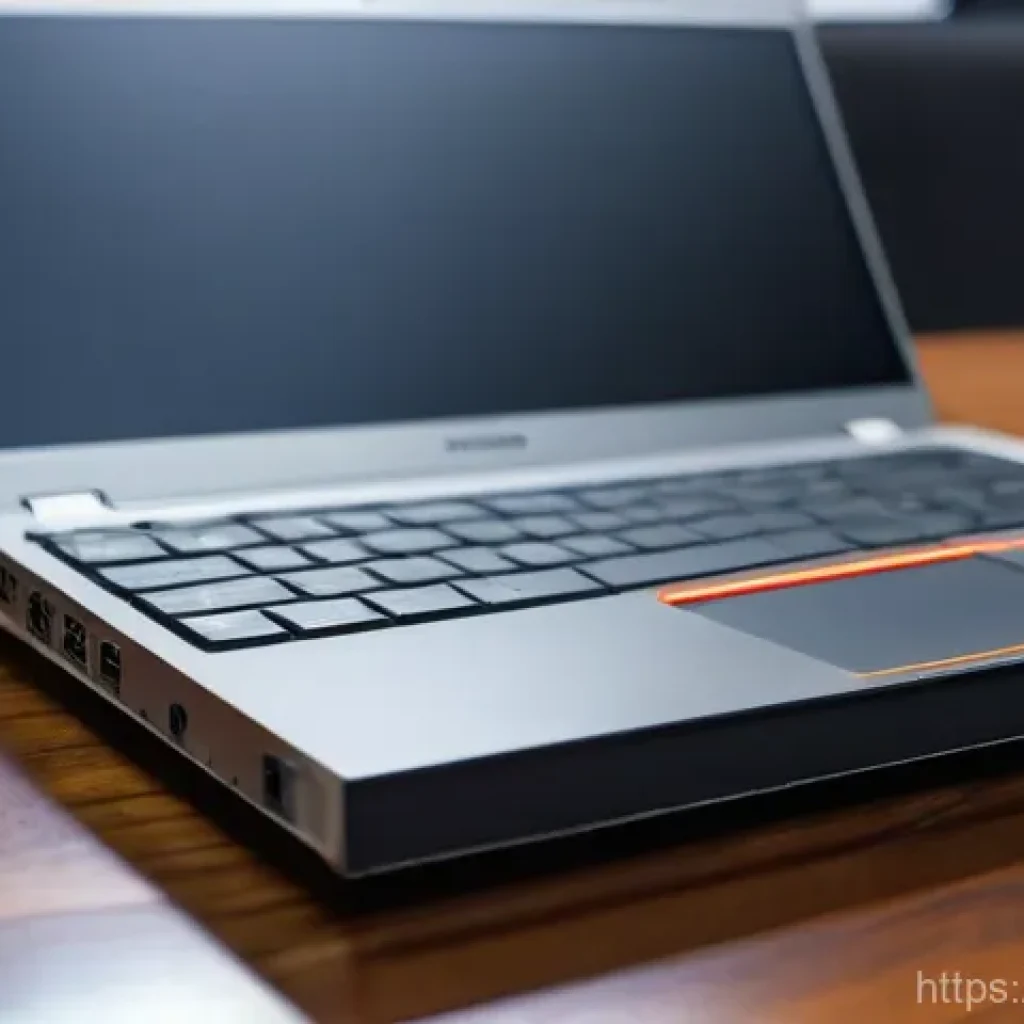 컴퓨터 과열 방지 팁 - **Prompt:** A close-up shot of a modern laptop resting on a desk, with visible heat radiating from i...