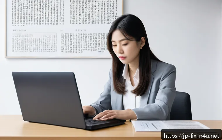 PC에서 드라이버 업데이트 오류 해결 - A modern Japanese home office setting with a young Japanese professional woman sitting at a sleek de...